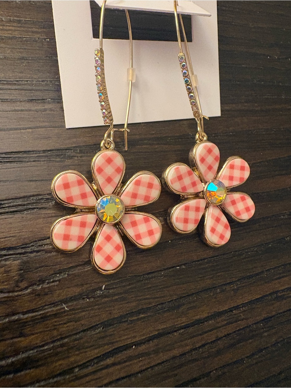 NEW Betsey Johnson gingham flower earrings - Picture 2 of 3